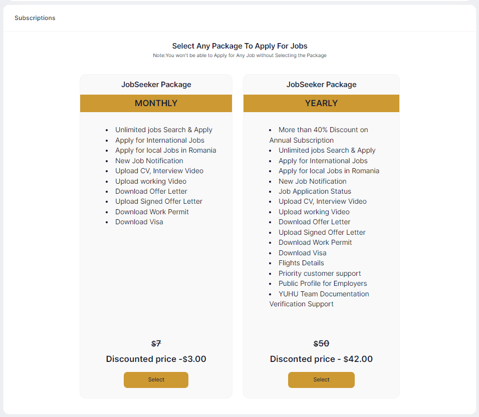 discont worker package prices